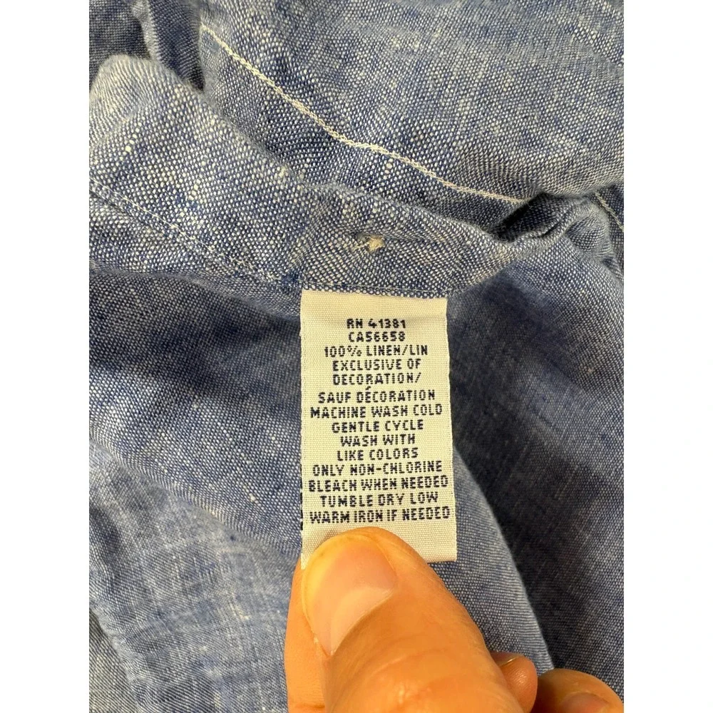 Polo Ralph Lauren 100% Linen Long Sleeve Button Down Shirt (Men's 3XL Big) Blue